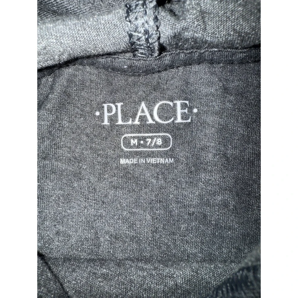Children's Place Boys Cotton Graphic Hooded‎ Long Sleeve Top Gray Medium 7/8